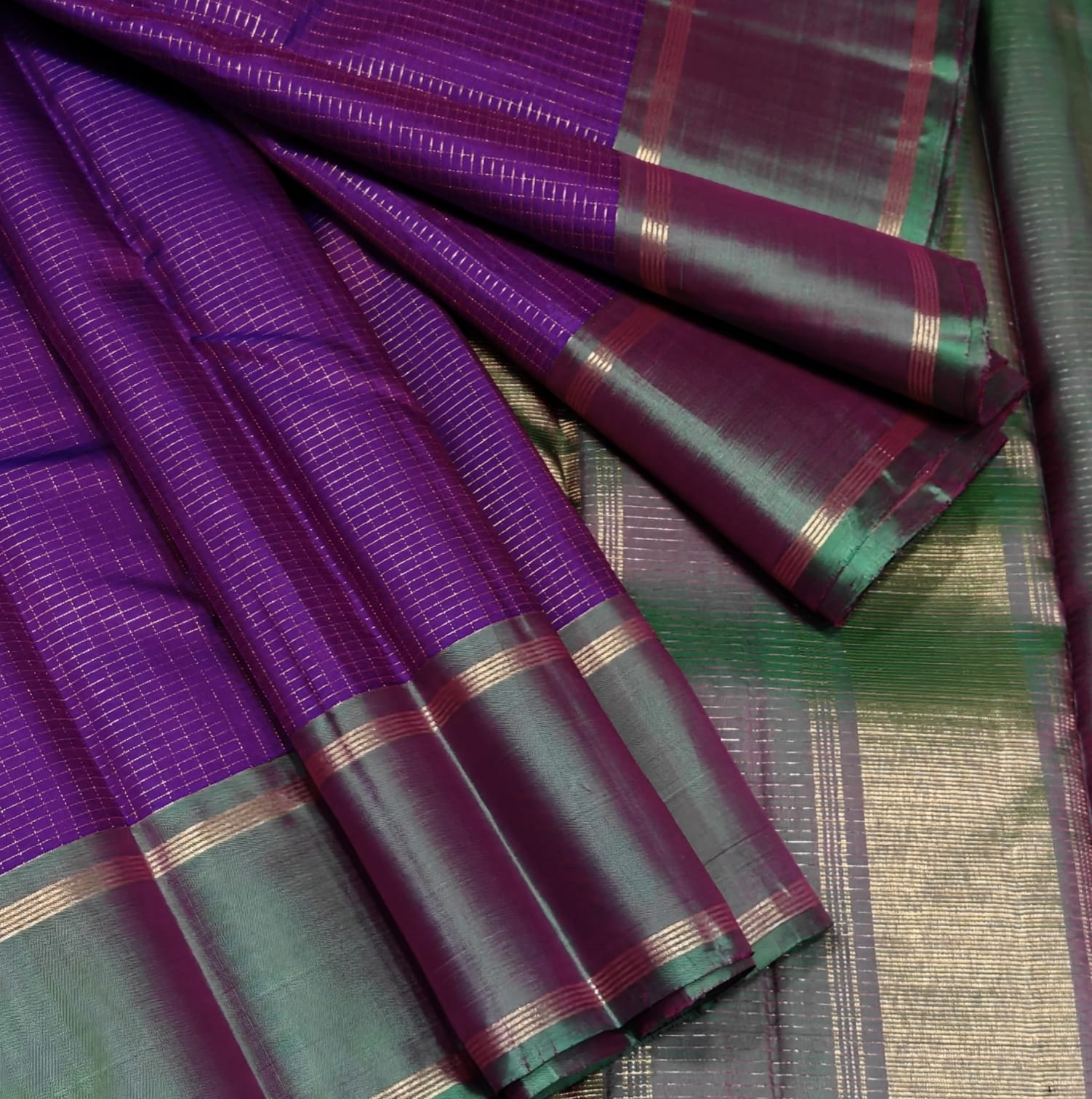 Blue Kancheepuram Silk Saree with Traditional Woven Design